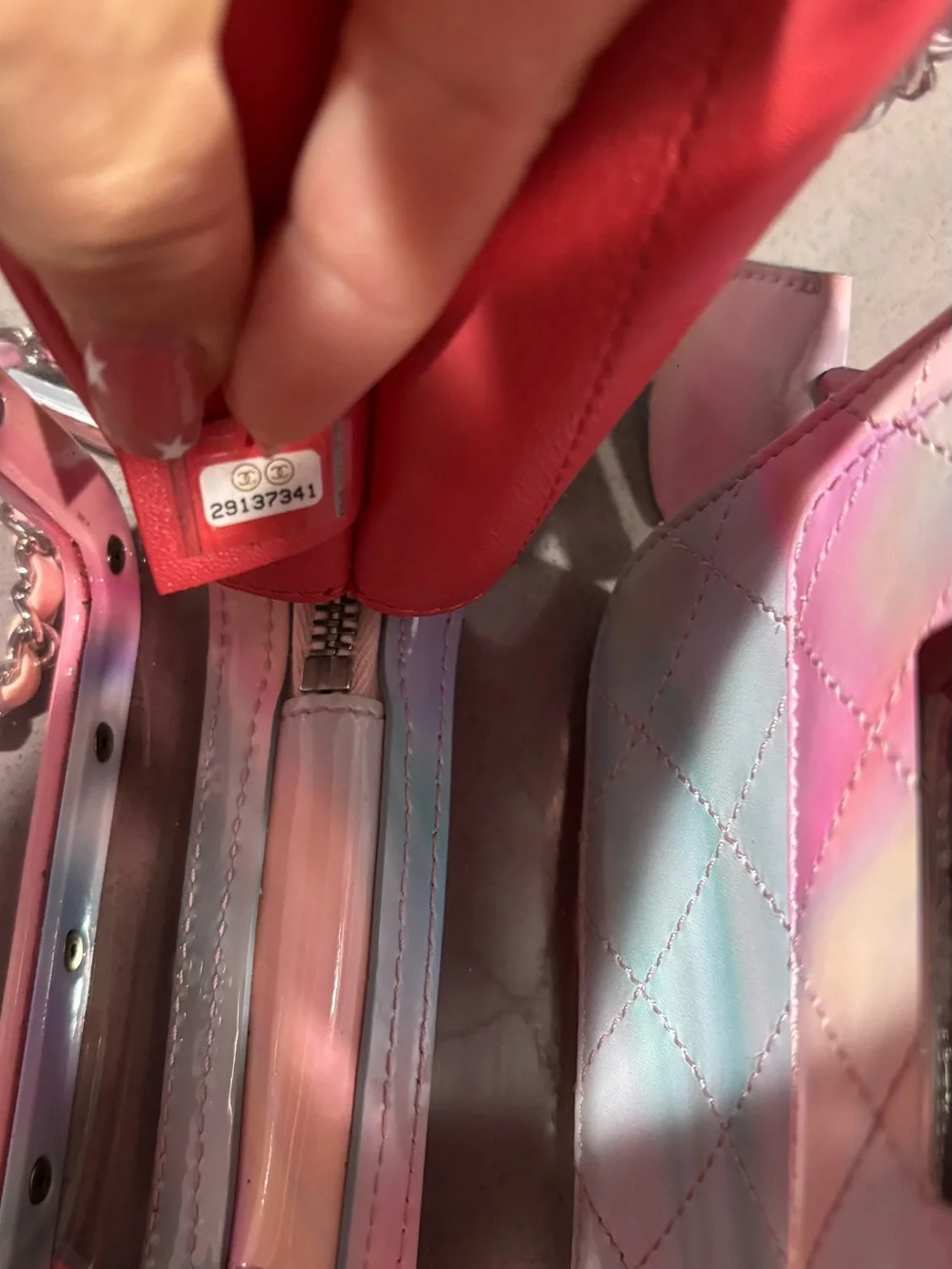 Pink Ombre Clear Crossbody Bag with Chain Accent